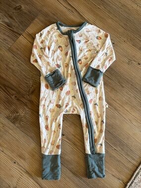 Knitted & Known Cream strawberry-Print two way Zipper Bamboo One-Piece